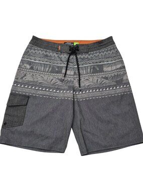 Quiksilver Waterman Mens 38 Board Cargo Shorts Gray Printed Tropical Stretch
